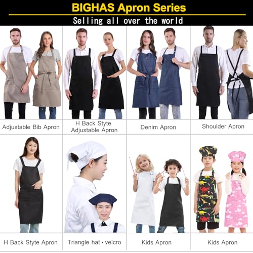 Adjustable Bib Apron with Pocket Extra Long Ties for Women Men (Blue)