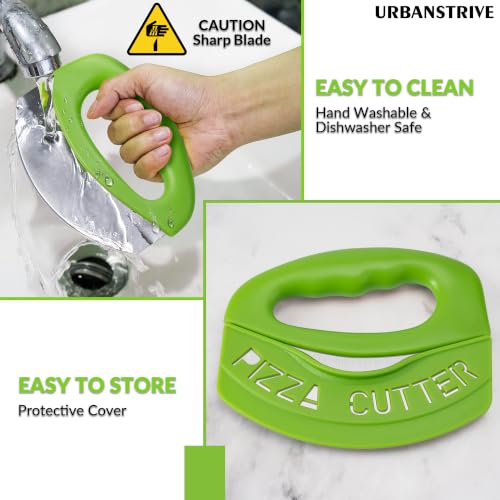 Pizza Cutter with Blade Cover Stainless Steel Upgrade Sharper Blade Green 2 (Green)