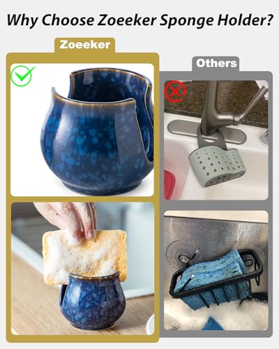 Ceramic Sponge Holder (Blue / Barrel-type)