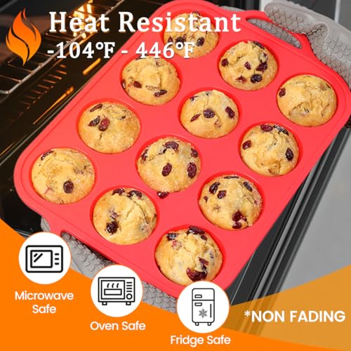 Silicone Muffin Pans for Baking (Metal Framed:Mini & Regular)