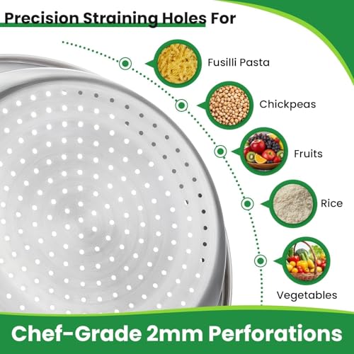 3.5QT Hands Free 304 Stainless Steel Strainer and Colander with Self