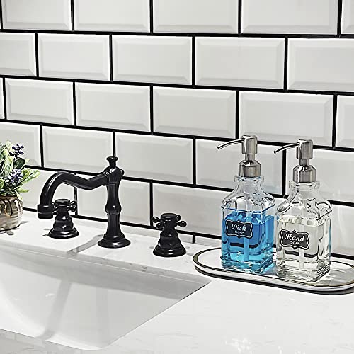 2Pack Hand&Dish Glass Soap Dispenser with Rust Proof Pump & Stickers (Silver)