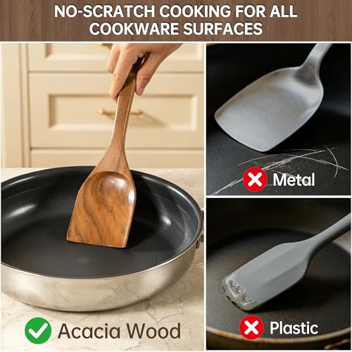 12 PCS Natural Acacia Wooden Utensil Set Wooden Spoons for Cooking (12 PCS SET)