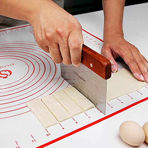 Silicone Pastry Baking Mat with Measurements Extra a Brush and a Dough Scraper (27.5"(L) x 20"(W) / Red)