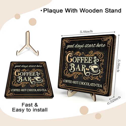 Vintage Coffee Bar Decor Sign (Black / 5.9 x 5.9 x 0.32 inches)