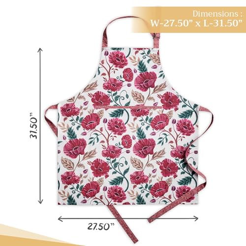 Aprons for women with Pocket 100% Cotton Pack of 1 (135 - Poppy)