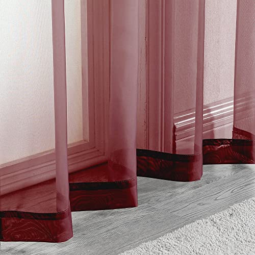 Sheer Curtains (Burgundy / 42"W x 63"L (Pack of 2))