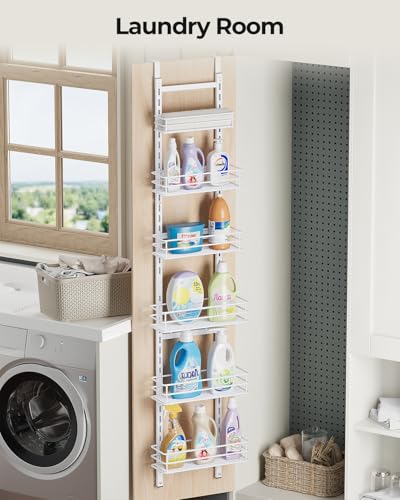 6 Tier Narrow Pantry Door Organizer (White-6)