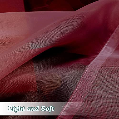 Short Sheer Curtains 45 Inches Length 2 Pieces (Burgundy / 42"W x 45"L (Pack of 2))