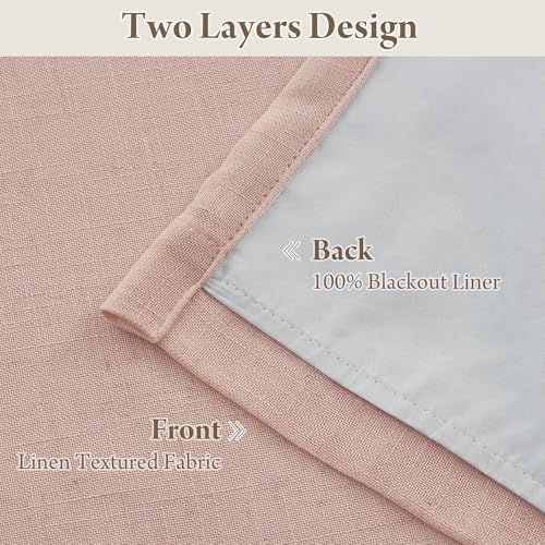 Natural Pinch Pleated Linen Curtains (Pinch Pleated - Pink / 40"W x 90"L (Pack of 2))