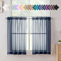 Aiyufneg Navy Blue Sheer Curtains 36 inches Long (40"W x 36"L (Pack of 2) / Navy Blue)