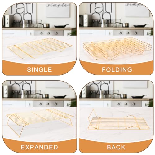 Cooling Rack for Cooking Baking 3 Tiers (Gold / 16"x10"-3Tier)