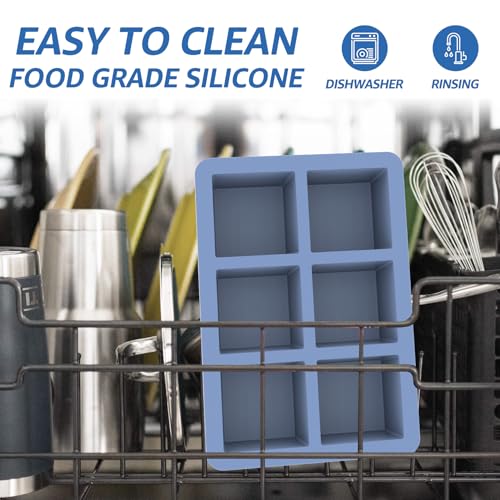 Large Silicone Ice Cube Trays with Lids (Purple+White+Blue)