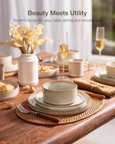 Star Stoneware Dinnerware Sets for 8 (Cappuccino White)