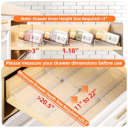 Clear Spice Drawer Organizer (Clear / 8 Packs)