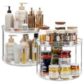 2 Pack 2 Tier Lazy Susan Turntable Organizer 9.25'' Rotating Spice Rack Organization for Cabinet (Clear / 9.25in 2 Pack)