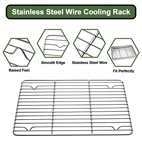 Baking Sheet Tray Cooling Rack with Silicone Baking Mat Set (Red)