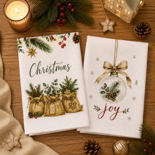 Christmas Kitchen Towels Decorations Indoor Decor Home (Green+gold)