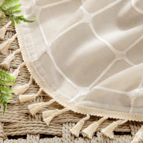 Boho Blackout Plaid Curtains 63 Inch Drapes Linen Blend 2 Panels (Plaid / 52"W x 63"L (Pack of 2))