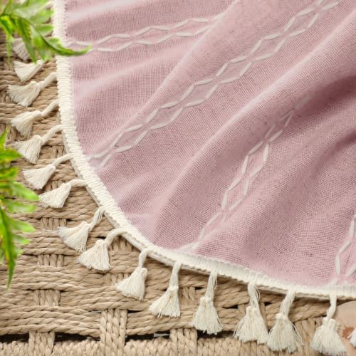 Purple Pink 100% Boho Blackout Curtains 84 Inch 2 Panels with Tassels (Purple Pink / 52"W x 84"L (Pack of 2))