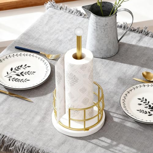 Paper Towel Holder (Gold + White)