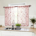 Blush Pink Kitchen Tier Curtains Leaf Embroidered (30"W x 36"L (Pack of 2) / Blush Pink)