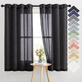 Black Semitransparent Sheer Curtains for Windows (52"W x 63"L (Pack of 2) / Black)