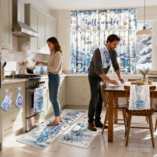 13 Pcs Winter Kitchen Towels Rugs Set (Winter)