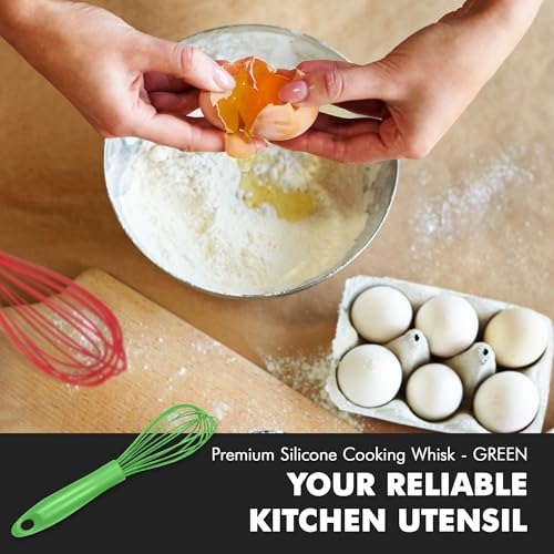 Premium Silicone Wire Cooking Whisk (Green / 10.5 inch)