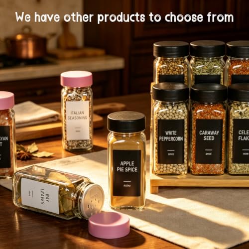 48 Spice Jars with Labels (Black / 48)