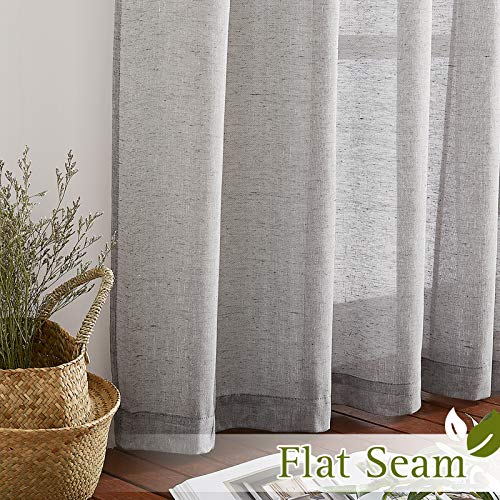 Semi Sheer Linen Blend Living Room Curtains (52"W x 108"L (Pack of 2) / Charcoal Grey)