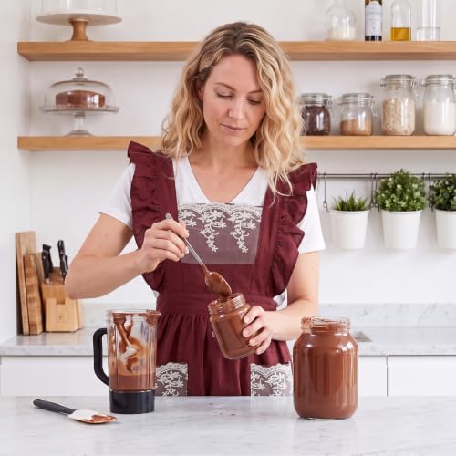 Aoomzoom Vintage Aprons for Woman with Pockets Cute Lace Ruffle Adjustable Apron for Cooking Kitchen Baking Gardening (Red)