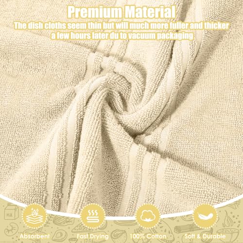 Dish Towels and Dishcloths with Oven Mitts Sets (Beige)
