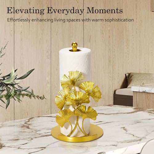 Vintage Gold Ginkgo Paper Towel Holder Countertop (Ginkgo)
