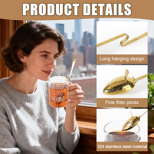 Tea Infuser Spoon with Long Handle for Loose Leaf Tea (Gold)