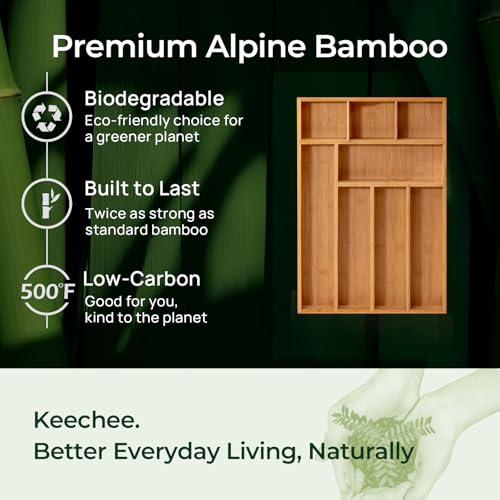 Carbonized Bamboo Kitchen Drawer Organizer (8 Slots)