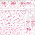 13 Pcs Pink Bow Kitchen Decor Set 3 Coquette Kitchen Curtains Valance 2 Aesthetic Rugs and Mats 4 Girly Hand Towels 2 Pink Pot Holders 2 Oven Mitts for Home Decor Cooking Grilling Housewarming Gift (Pink Bow)