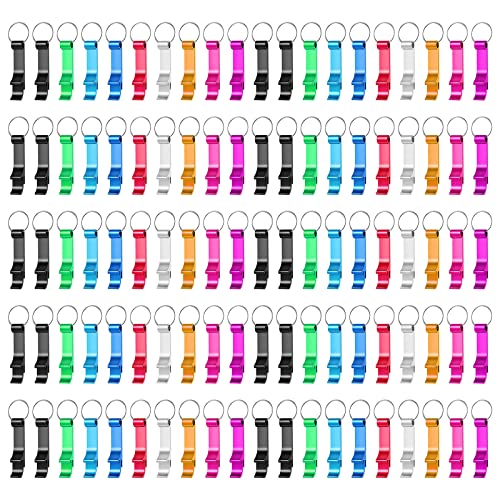 200 Pack Colorful Metal Bottle Opener Keychains (Colorful)