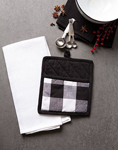 Buffalo Check Kitchen Collection (Potholder & Dishtowel / Black & White)