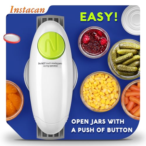 Higher Torque and One Touch Electric Jar Opener Easy Remove Almost Size Lid with Auto (White)