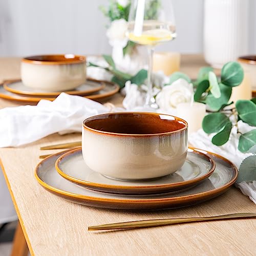 Ceramic Dinnerware Sets for 6 (Modern-Khaki / Service for 6 (18 Pcs))