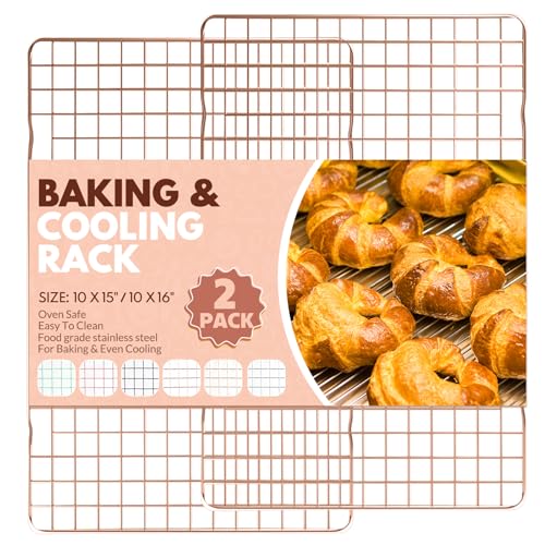 2 PCS Cooling Racks for Cooking and Baking (10‘’x15‘’-Pink)