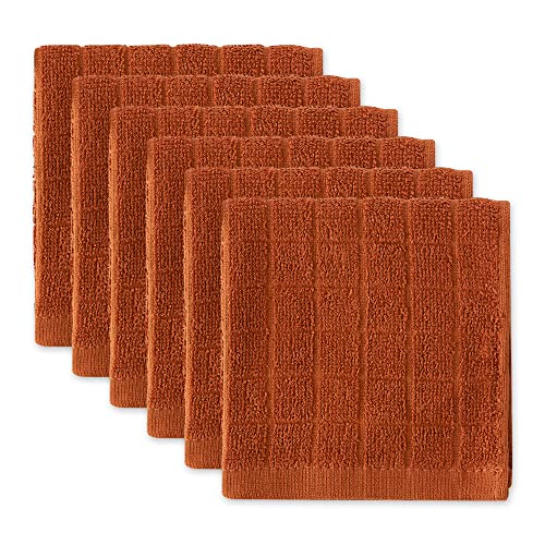 Basic Terry Collection Solid Windowpane Dishcloth Set (Cinnamon / 12x12")