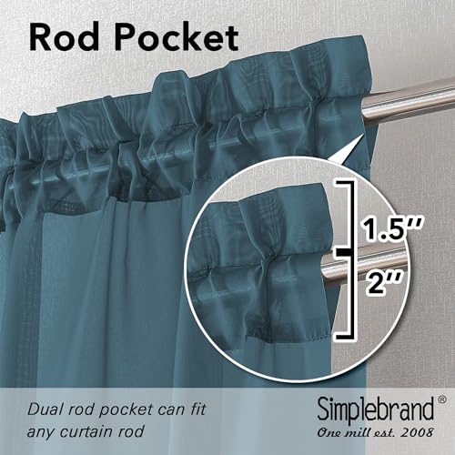 Dusty Blue Valances 14 Inches Long for Living Room Pocket 2 Panel Light Filtering Sheer Translucent Valence Toppers for Short Window Kitchen Bathroom Bedroom 42x14 Inch Length (Dusty Blue / 42"W x 14"L (Pack of 2))