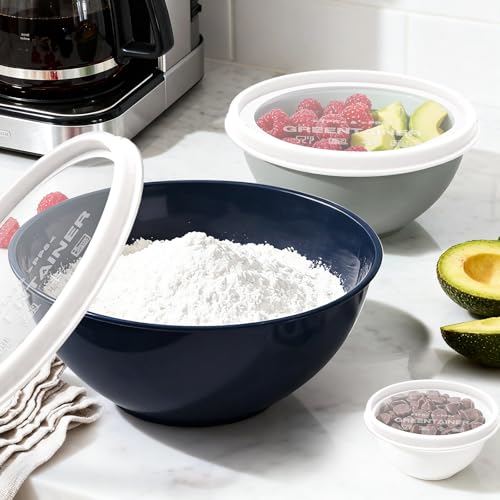 Plastic Mixing Bowls with Lids Set for Kitchen (Gray)
