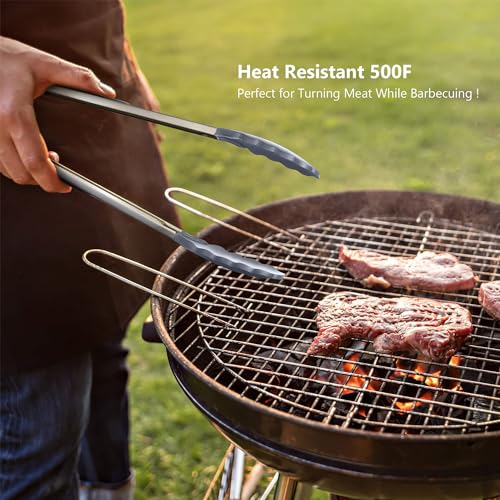 5 Piece Silicone Spatulas Set with Tongs (Z-Grey)