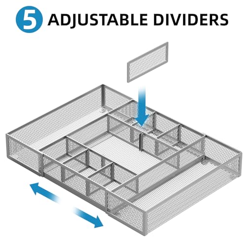 Expandable Desk Drawer Organizer (Expandable-Silver)