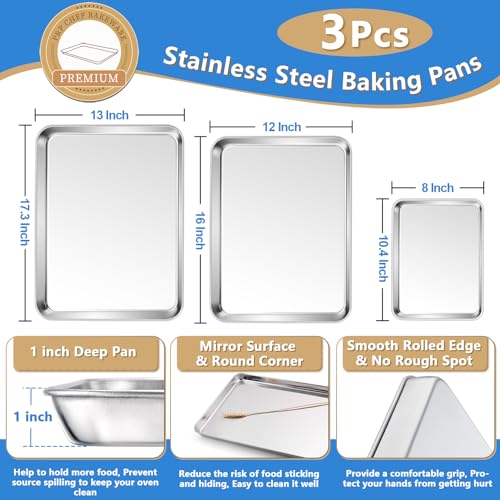 17.5 + 16 + 10.4 Inch Cookie Baking Sheet Pan with Wire Rack (17.5 + 16 + 10.4 Inch)