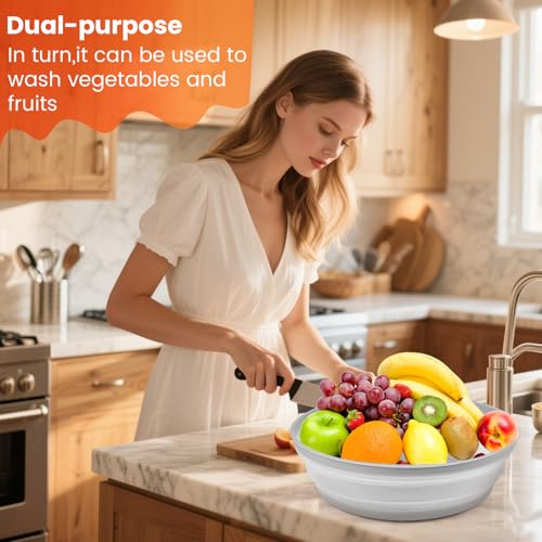 Large Collapsible Microwave Cover for Food (Light Grey)