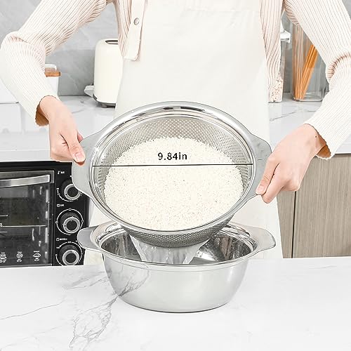 304 Stainless Steel Fine Mesh Colander Set (3.5qt / Primary color with handle)